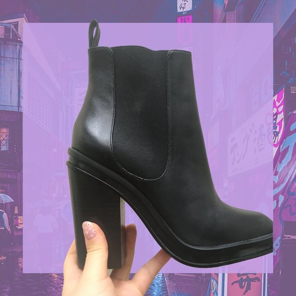 Aldo Black Pointed Leather Boot - Picture 3 of 4